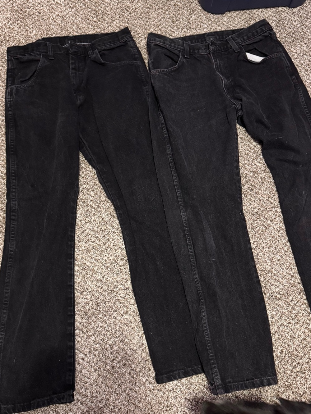 2 Pair Rustler Jeans Mens 32x30 Black Regular Fit Straight Leg Wrangler Denim